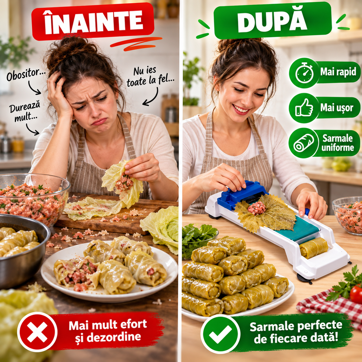 Aparat Manual pentru Sarmale – Rulare Rapidă și Ușoară