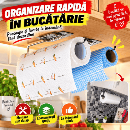 Suport pentru Prosoape de Hârtie și Role – Montaj Sub Dulap